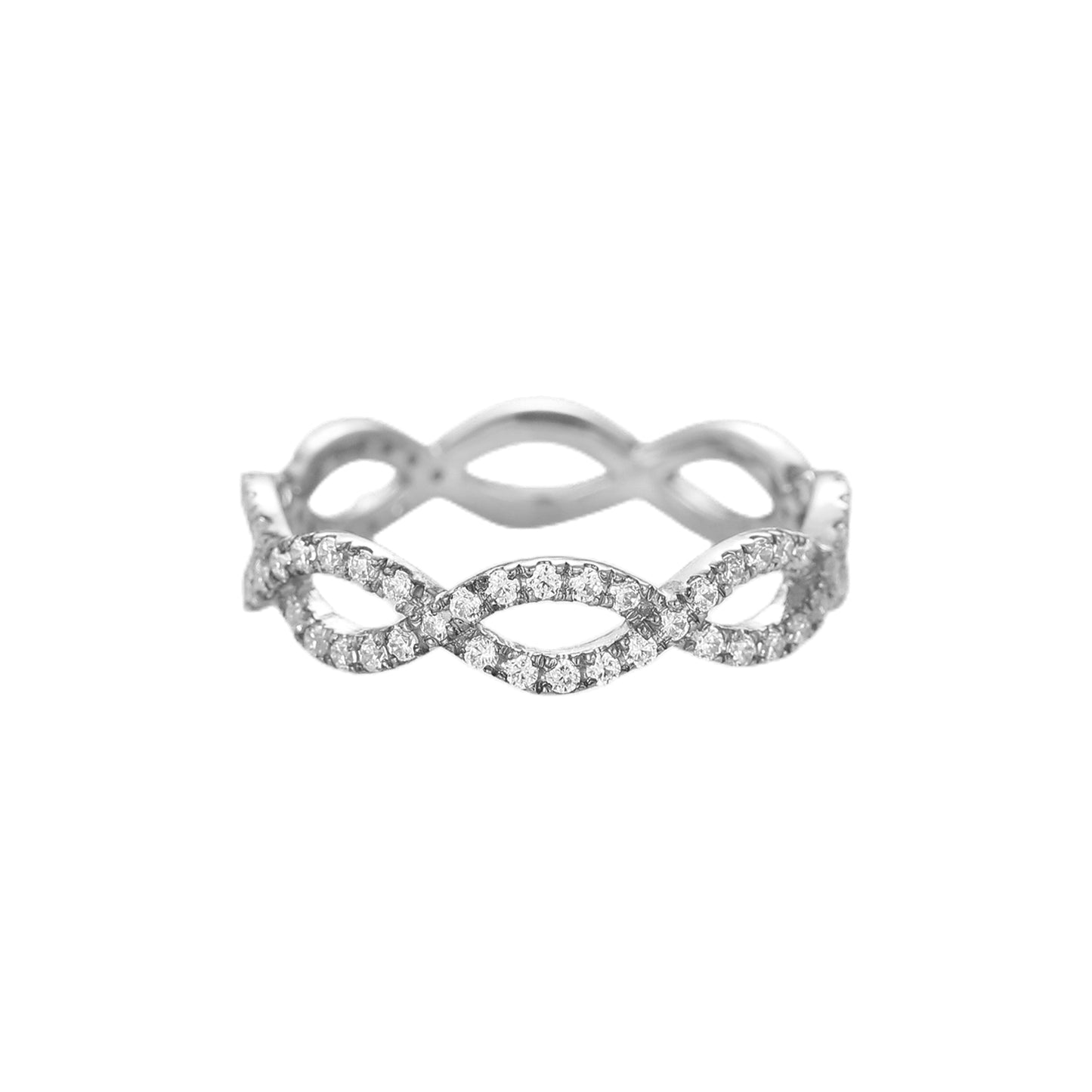 Unique Design Round Cut Twisted Wave Shaped Wedding Band In 925 Sterling Silver