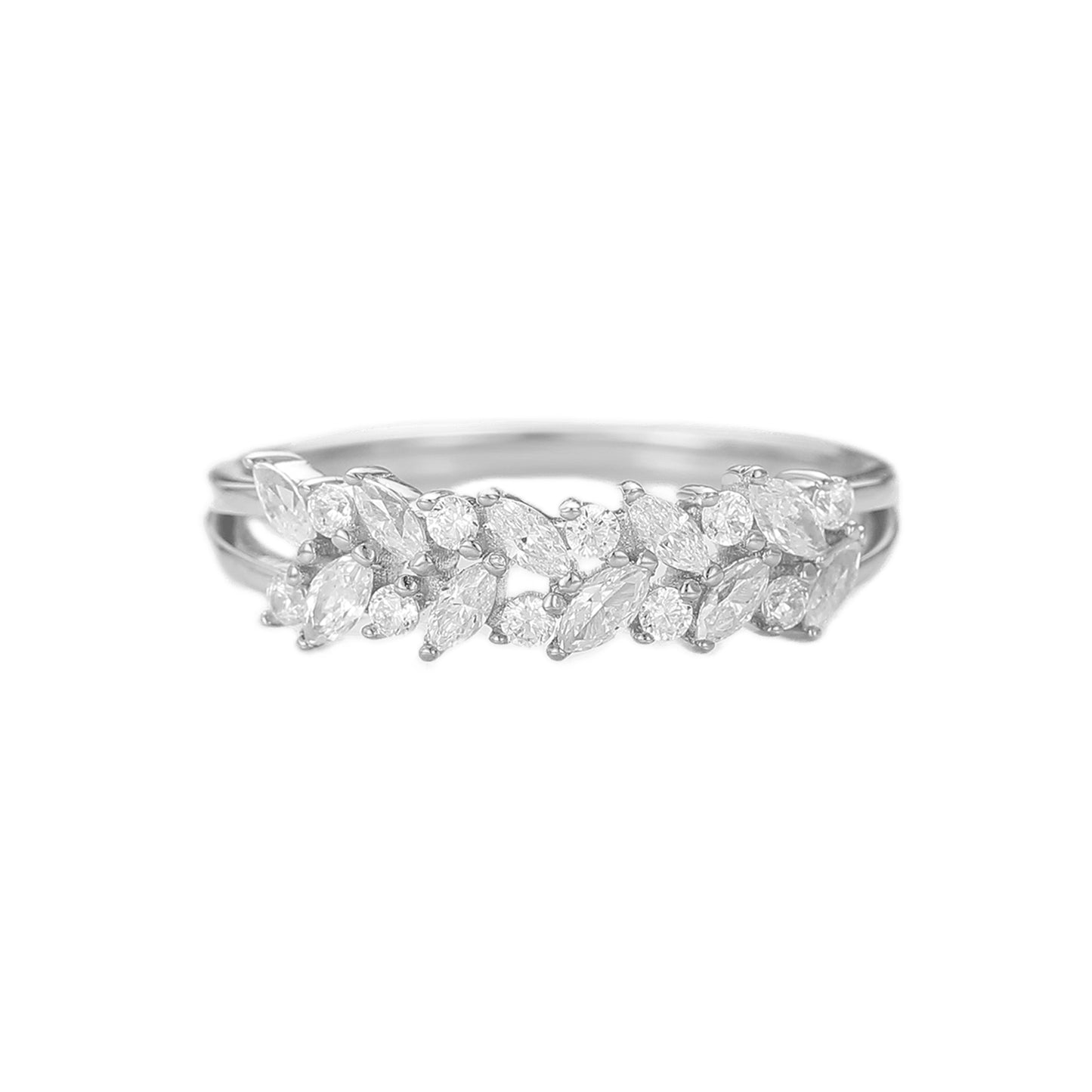 Unique Design Oval Cut Half Eternity Two Ring Wedding Ring For Women