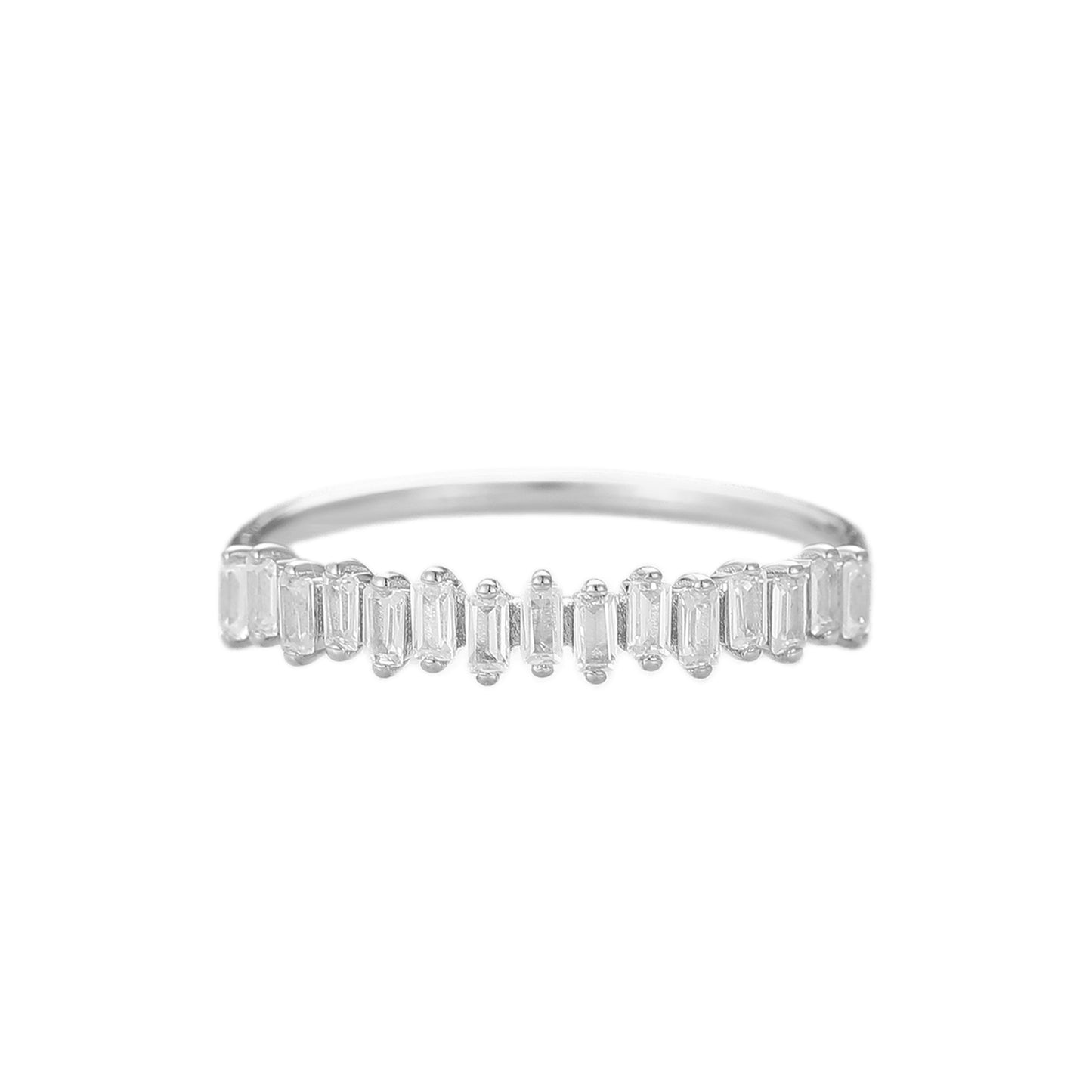 Modern Design Long Hexagon Cut Half Eternity Promise Wedding Band For Her