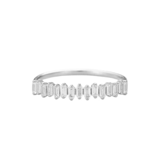 Modern Design Long Hexagon Cut Half Eternity Promise Wedding Band For Her