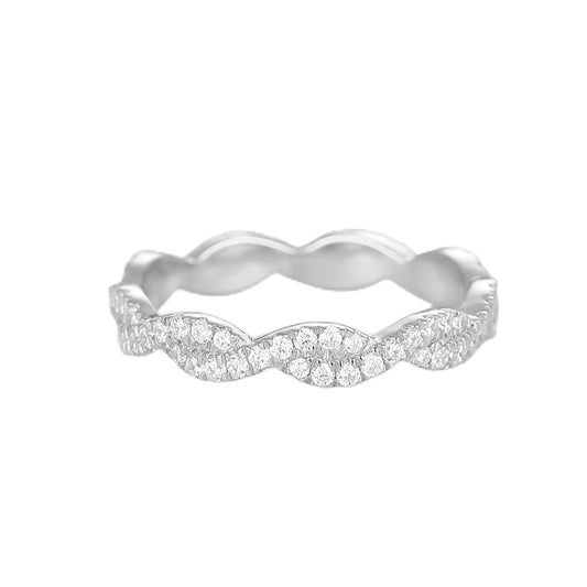 Delicate Round Cut Full Eternity Twisted Wedding Anniversary Ring