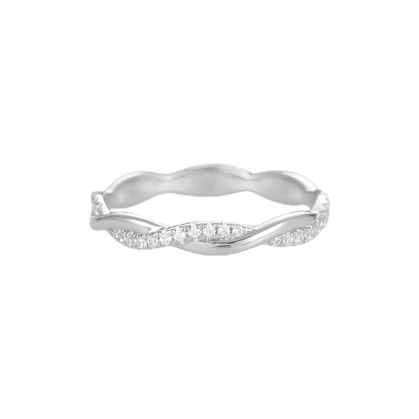 Delicate Round Cut Full Eternity Twisted Wedding Anniversary Band For Her