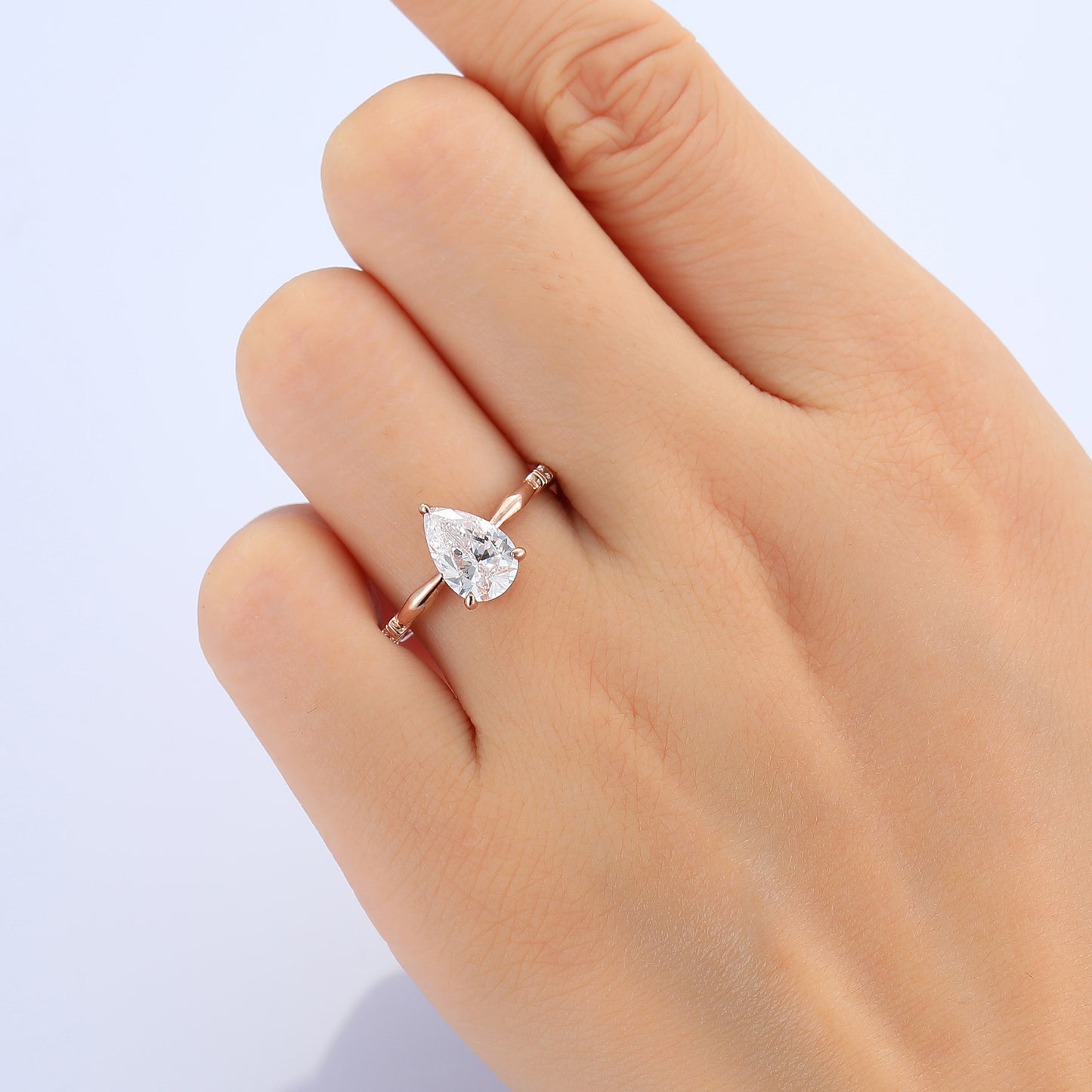 Minimalism 1.50 Carat Pear Cut Moissanite Side Stone Engagement Ring For Her