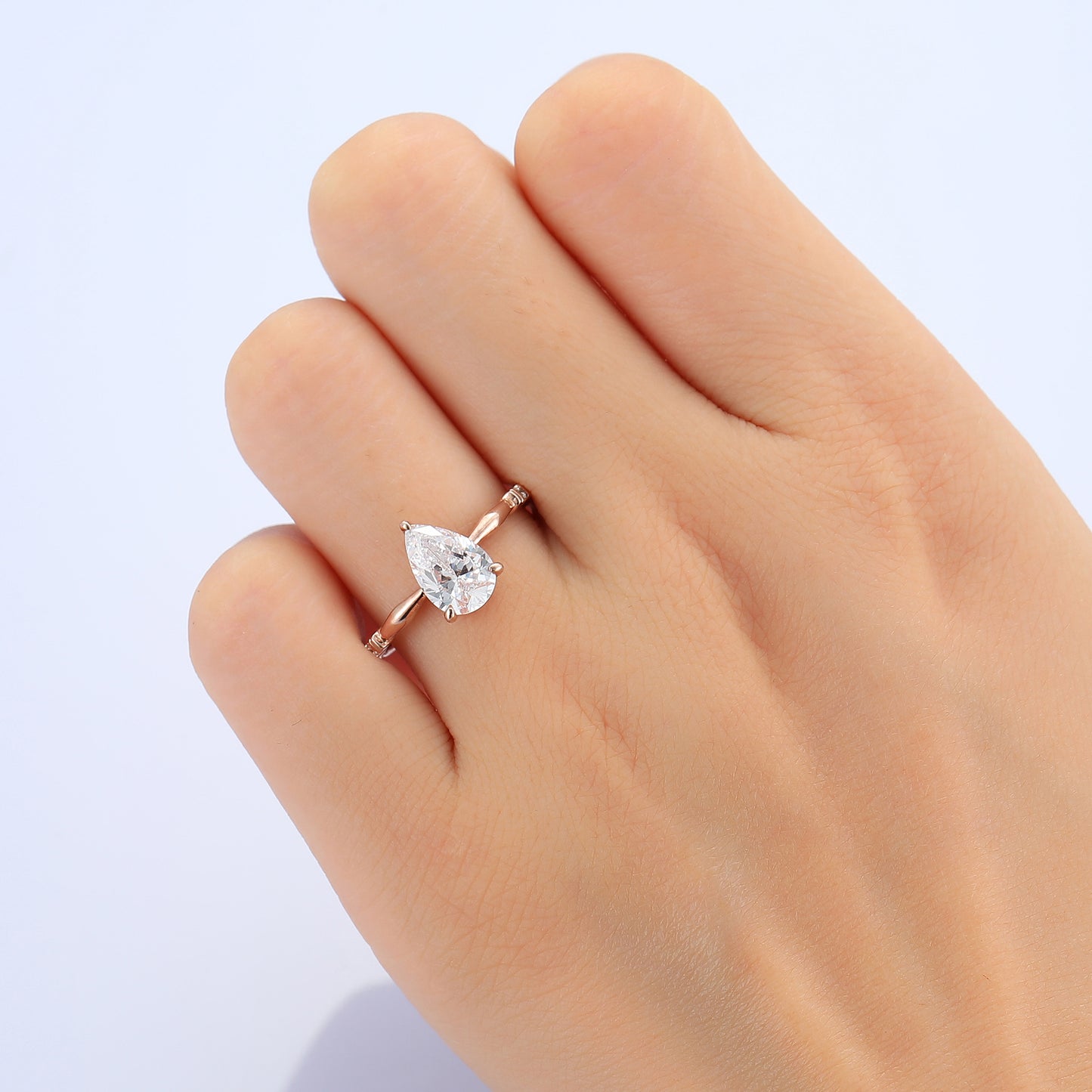 Minimalism 1.50 Carat Pear Cut Moissanite Side Stone Engagement Ring For Her