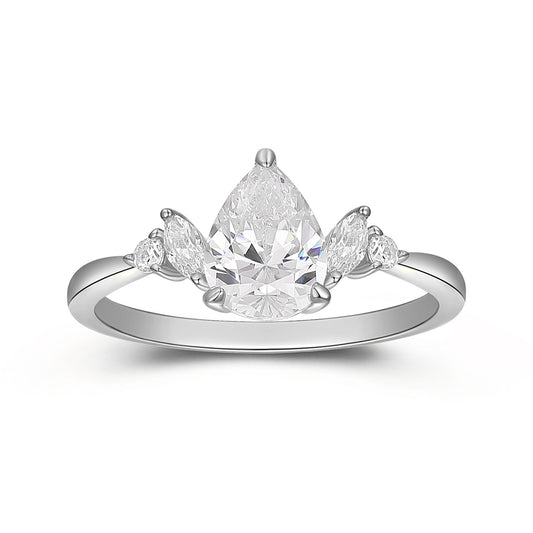 Unique Art Deco 1.30 Carat Pear Cut Side Stone Moissanite Engagemnent Rings For Her