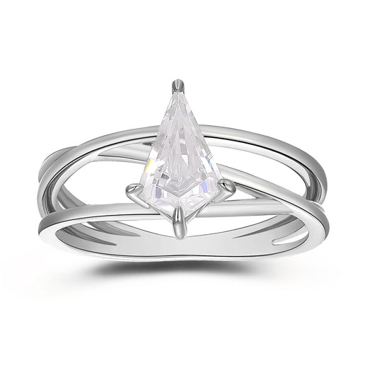 Unique Twisted 1.35 Carat Kite Shaped 4 Prong Moissanite Engagement Ring For Her