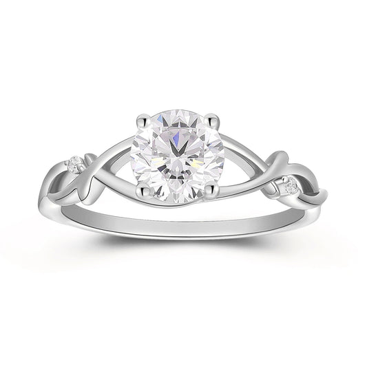 Exquisite Hollow Twisted 1.50 Carat Round Cut 4 Prong Three Stone Engagement Ring