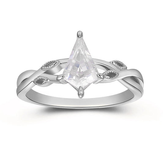 Exquisite Hollow Twisted 1.35 Carat Kite Shaped 4 Prong Moissanite Engagement Solitaire Rings