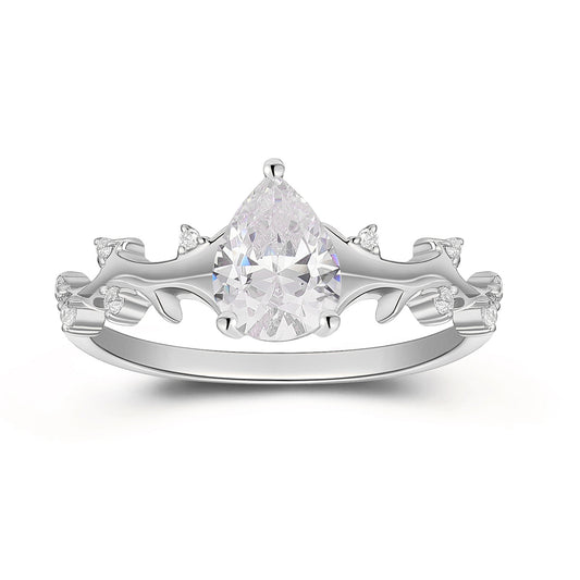 Affordable Nature Inspired Vine Design 1.30 Carat Pear Cut 3 Prong Moissanite Side Stone Engament Ring