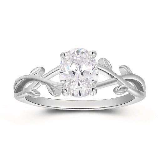 Classic Foliage Hollow Twisted 1.50 Carat Oval Cut 4 Prong Solitaire Moissanite Engagement Ring