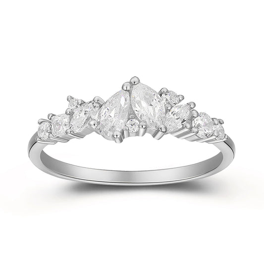 Elegant Pear Cut & Marquise Moissanite 11 Stones Curved Wedding Band