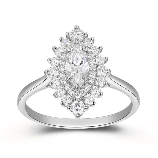Modern luxury 0.5 Carat Marquise Cut Halo Moissanite Engagement Rings