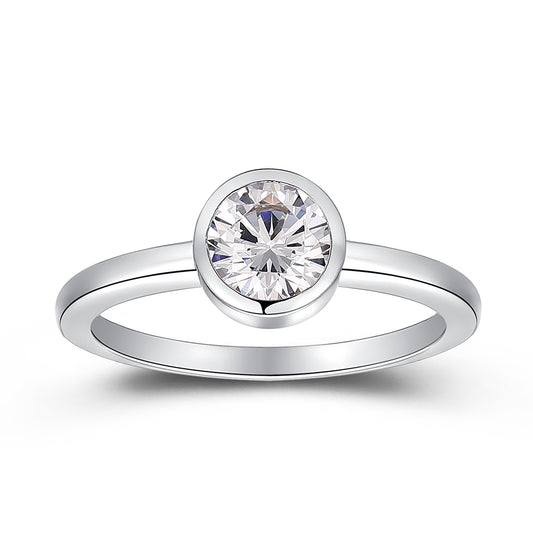 Classic Minimalism 0.80 Carat Round Cut Moissanite Engagement Ring For Her