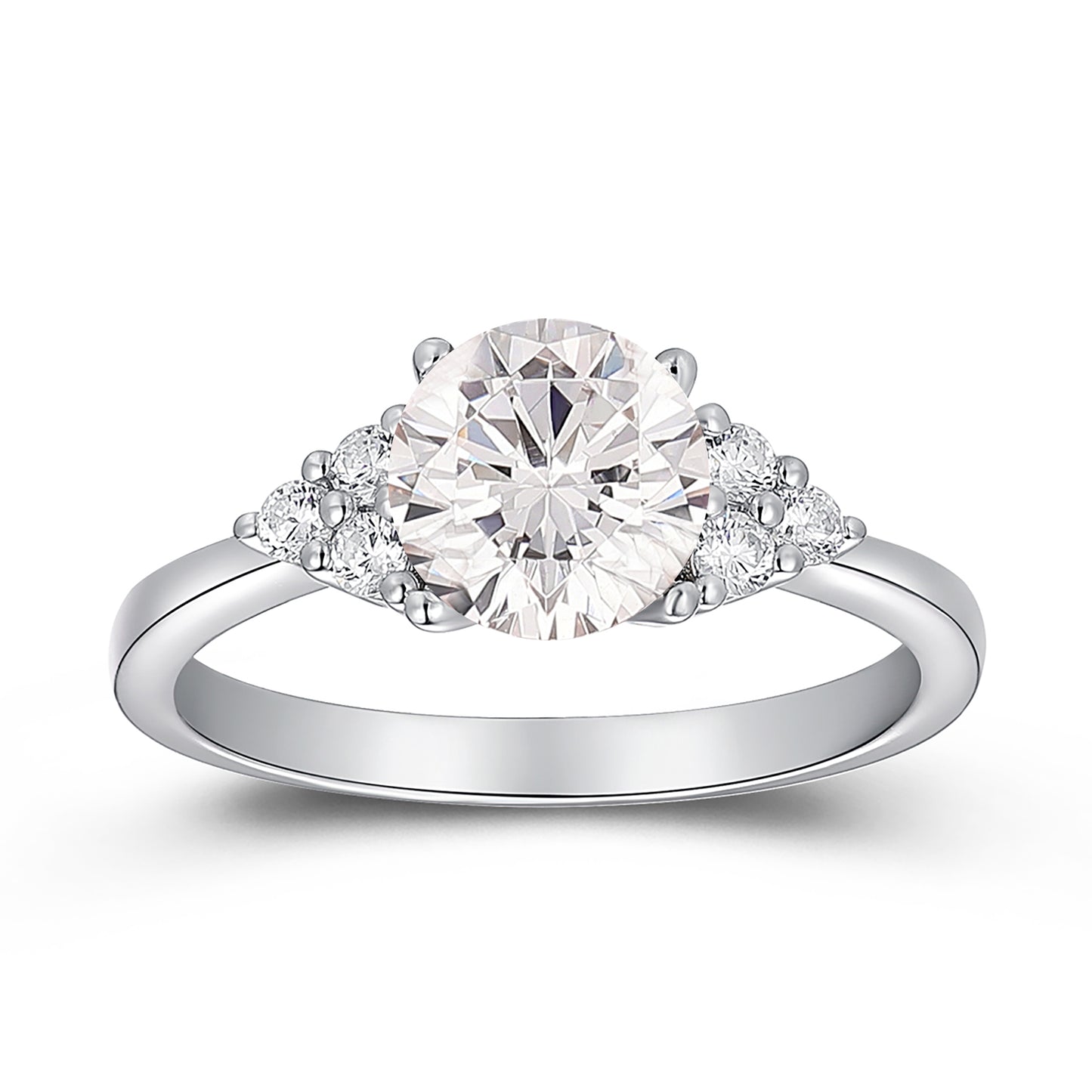 Infinity 1.25 Carat Round Cut 4 Prong Moissanite Side Stone Engagement Ring