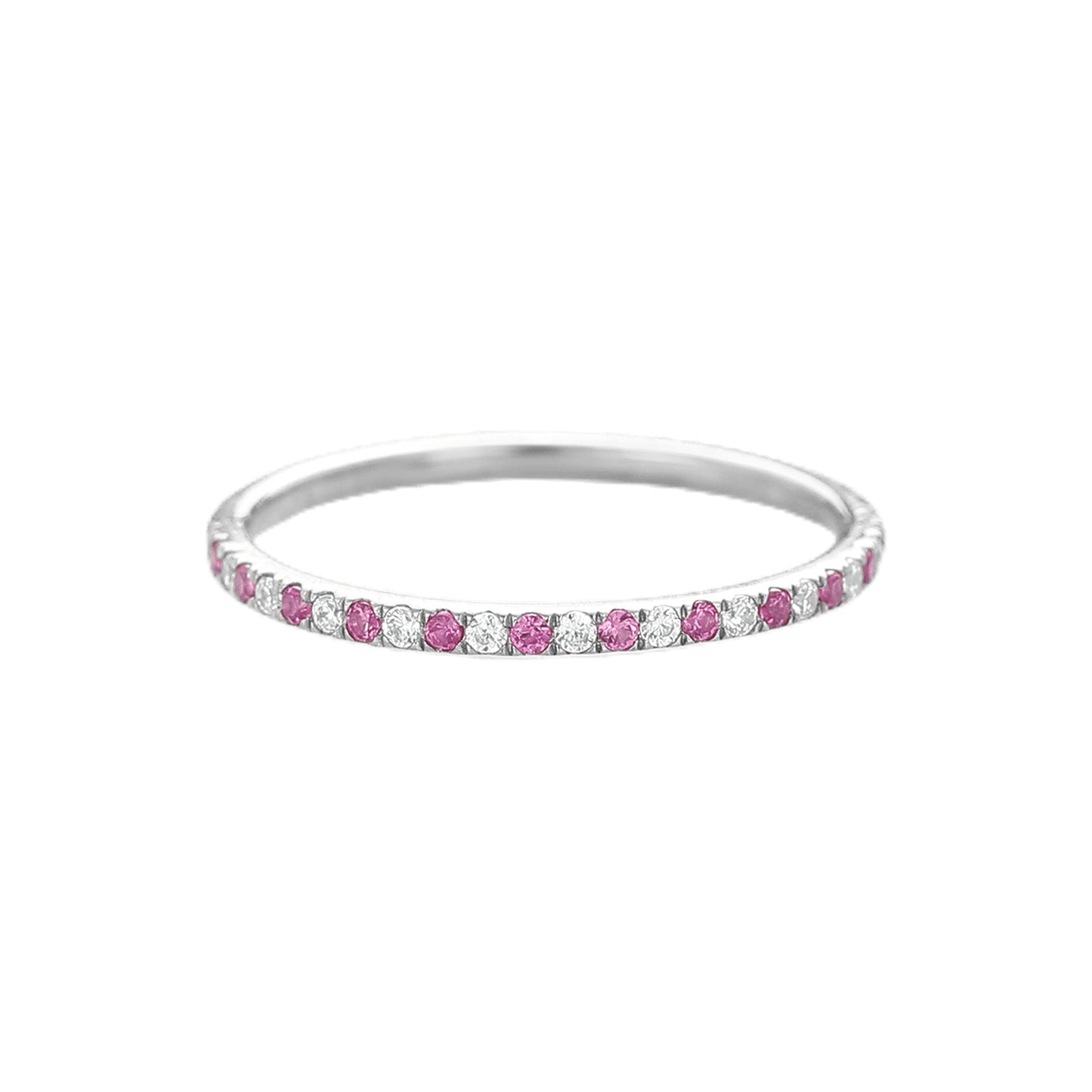 Delicate 0.168 Carat Full Eternity Ruby Wedding Ring In 925 Sterling silver